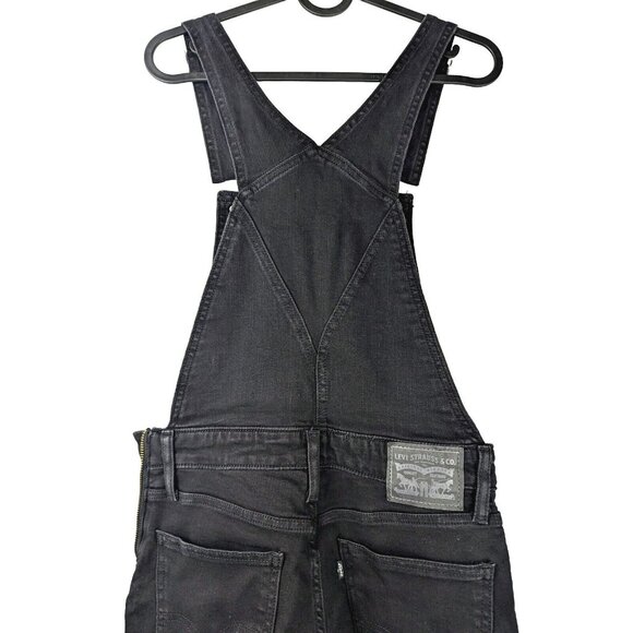 Levi's Womens Skinny Denim Overalls W27 Side Zip Closure Adjustable Straps Black - Picture 7 of 10